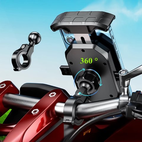 Kewig Uchwyt Motocyklowy na kierownicę KEWIG M14-A1 na telefon z ładowarką Qi + PD USB-C z systemem przeciwwstrząsowym na motor quada Kewig Uchwyt Motocyklowy na kierownicę KEWIG M14-A1 na telefon z ładowarką Qi + PD USB-C z systemem przeciwwstrząsowym na motor quada