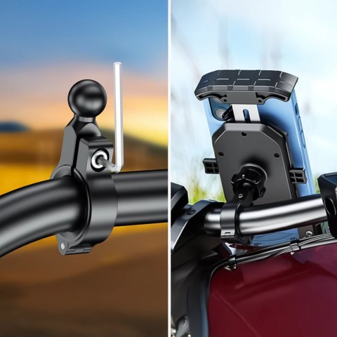 Kewig Uchwyt Motocyklowy na kierownicę KEWIG M14-A1 na telefon z ładowarką Qi + PD USB-C z systemem przeciwwstrząsowym na motor quada Kewig Uchwyt Motocyklowy na kierownicę KEWIG M14-A1 na telefon z ładowarką Qi + PD USB-C z systemem przeciwwstrząsowym na motor quada