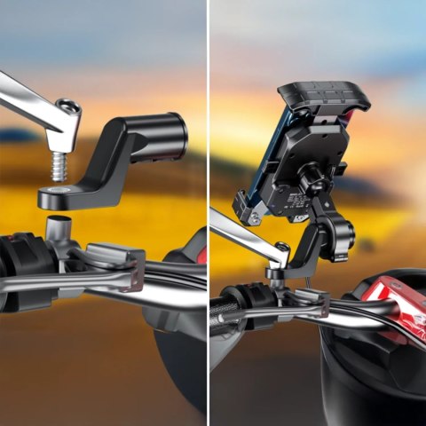 Kewig Uchwyt Motocyklowy na kierownicę KEWIG M14-A1 na telefon z ładowarką Qi + PD USB-C z systemem przeciwwstrząsowym na motor quada Kewig Uchwyt Motocyklowy na kierownicę KEWIG M14-A1 na telefon z ładowarką Qi + PD USB-C z systemem przeciwwstrząsowym na motor quada