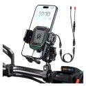 Kewig Uchwyt Motocyklowy na kierownicę KEWIG M33-A1 na telefon z ładowarką Qi 15W + PD 30W USB-C z systemem przeciwwstrząsowym na moto