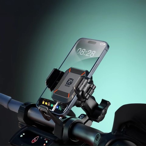 Kewig Uchwyt Motocyklowy na kierownicę KEWIG M33-A1 na telefon z ładowarką Qi 15W + PD 30W USB-C z systemem przeciwwstrząsowym na moto Kewig Uchwyt Motocyklowy na kierownicę KEWIG M33-A1 na telefon z ładowarką Qi 15W + PD 30W USB-C z systemem przeciwwstrząsowym na moto