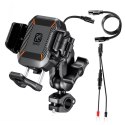 Kewig Uchwyt Motocyklowy na kierownicę KEWIG M33-A1 na telefon z ładowarką Qi 15W + PD 30W USB-C z systemem przeciwwstrząsowym na moto