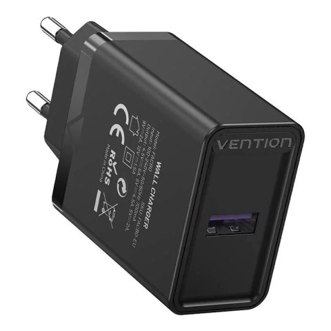 Vention Ładowarka Sieciowa Vention FACB0-EU USB 22.5W QC 3.0 Czarna Vention Ładowarka Sieciowa Vention FACB0-EU USB 22.5W QC 3.0 Czarna