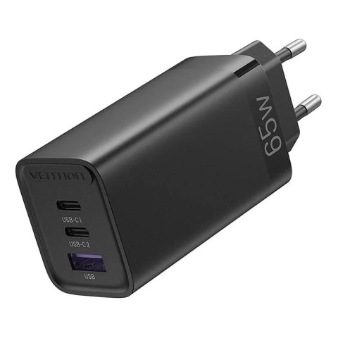 Vention Ładowarka Sieciowa Vention FEDB0-EU 2xUSB-C USB-A GaN 65W Czarna Vention Ładowarka Sieciowa Vention FEDB0-EU 2xUSB-C USB-A GaN 65W Czarna