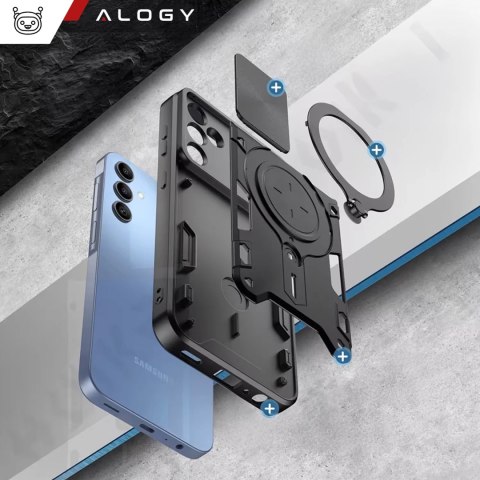 Alogy Etui do Samsung Galaxy S25+ Plus pancerne Slide Case Ring obudowa ochrona aparatu Alogy CamGuard Pro czarne Alogy Etui do Samsung Galaxy S25+ Plus pancerne Slide Case Ring obudowa ochrona aparatu Alogy CamGuard Pro czarne