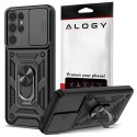 Alogy Etui do Samsung Galaxy S25 Ultra pancerne Slide Case Ring obudowa ochrona aparatu Camshield Alogy czarne
