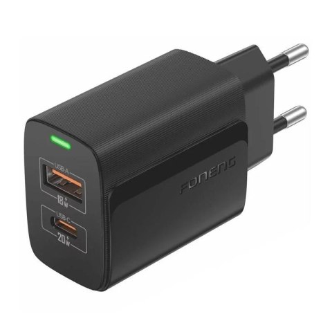 Foneng Ładowarka Foneng EU66 USB-C + USB-A 20W QC3.0 PPS FCP LED Czarna Foneng Ładowarka Foneng EU66 USB-C + USB-A 20W QC3.0 PPS FCP LED Czarna