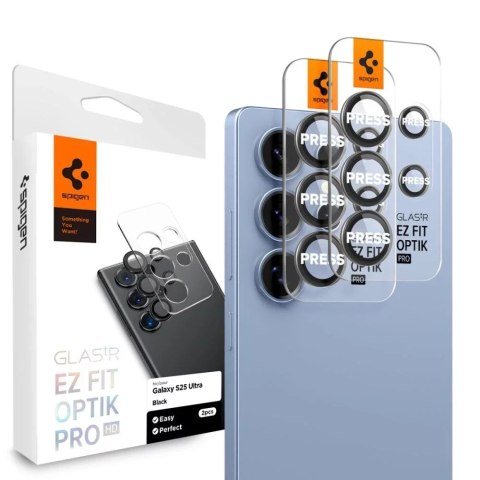 Spigen Osłona Aparatu do Samsung Galaxy S25 Ultra Black Spigen Optik Pro HD Glas.TR "EZ Fit" Camera Protector 2-Pack Spigen Osłona Aparatu do Samsung Galaxy S25 Ultra Black Spigen Optik Pro HD Glas.TR "EZ Fit" Camera Protector 2-Pack