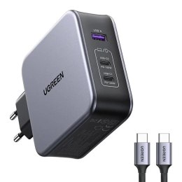 UGreen Ładowarka Sieciowa Ugreen Nexode 140W CD289, GaN, 2x USB-C, USB-A (czarna) + kabel USB-C 2m