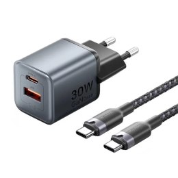 Vention Ładowarka GaN Vention USB-C+A 30W + Kabel USB-C do USB-C 1m (Szara)