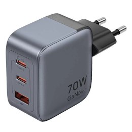 Vention Ładowarka GaN Vention USB-C+C+A 70W Szara