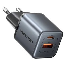 Vention Ładowarka GaN Vention USB-C + USB-A 30W Szara