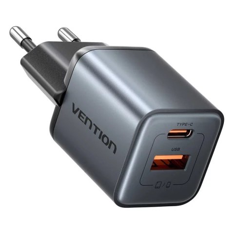 Vention Ładowarka GaN Vention USB-C + USB-A 30W Szara Vention Ładowarka GaN Vention USB-C + USB-A 30W Szara