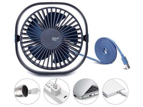 Alogy Przenośny wiatrak Alogy Natural wind 24 wentylator na biurko USB Granatowy Alogy Przenośny wiatrak Alogy Natural wind 24 wentylator na biurko USB Granatowy