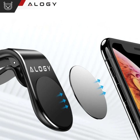 Alogy Uchwyt magnetyczny do samochodu na telefon do kratki nawiewu mocny Alogy Czarny Alogy Uchwyt magnetyczny do samochodu na telefon do kratki nawiewu mocny Alogy Czarny