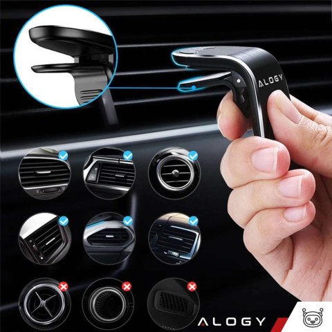 Alogy Uchwyt magnetyczny do samochodu na telefon do kratki nawiewu mocny Alogy Czarny Alogy Uchwyt magnetyczny do samochodu na telefon do kratki nawiewu mocny Alogy Czarny