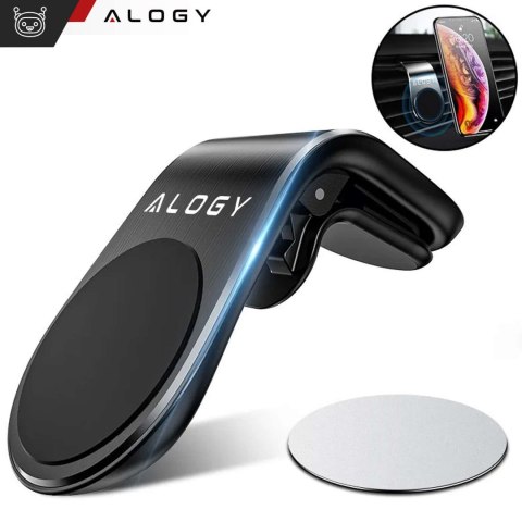 Alogy Uchwyt magnetyczny do samochodu na telefon do kratki nawiewu mocny Alogy Czarny Alogy Uchwyt magnetyczny do samochodu na telefon do kratki nawiewu mocny Alogy Czarny