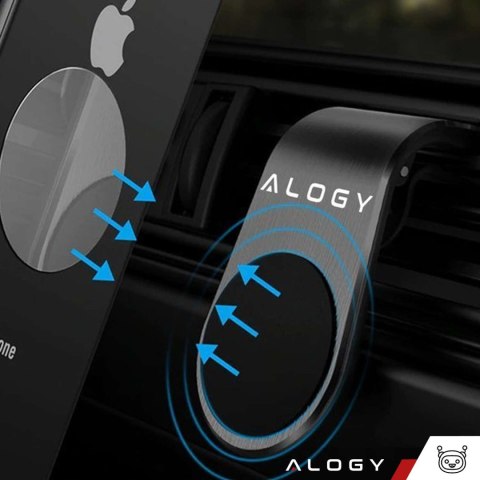 Alogy Uchwyt magnetyczny do samochodu na telefon do kratki nawiewu mocny Alogy Czarny Alogy Uchwyt magnetyczny do samochodu na telefon do kratki nawiewu mocny Alogy Czarny