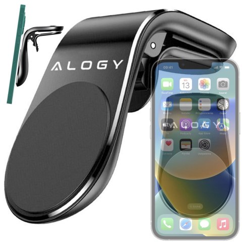 Alogy Uchwyt magnetyczny do samochodu na telefon do kratki nawiewu mocny Alogy Czarny Alogy Uchwyt magnetyczny do samochodu na telefon do kratki nawiewu mocny Alogy Czarny