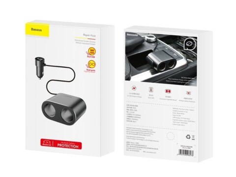 Baseus Ładowarka samochodowa Baseus 2x USB rozdzielacz 80W Car Cigarette black Baseus Ładowarka samochodowa Baseus 2x USB rozdzielacz 80W Car Cigarette black