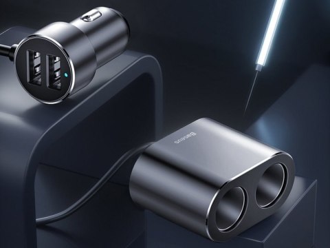 Baseus Ładowarka samochodowa Baseus 2x USB rozdzielacz 80W Car Cigarette black Baseus Ładowarka samochodowa Baseus 2x USB rozdzielacz 80W Car Cigarette black
