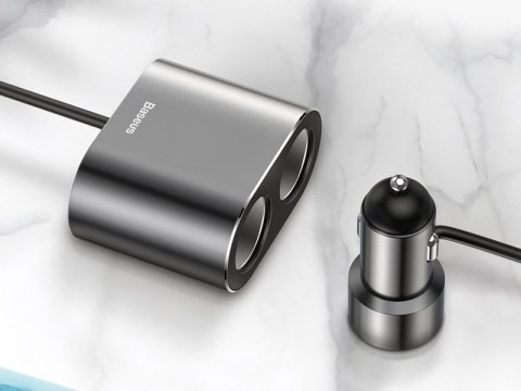 Baseus Ładowarka samochodowa Baseus 2x USB rozdzielacz 80W Car Cigarette black Baseus Ładowarka samochodowa Baseus 2x USB rozdzielacz 80W Car Cigarette black
