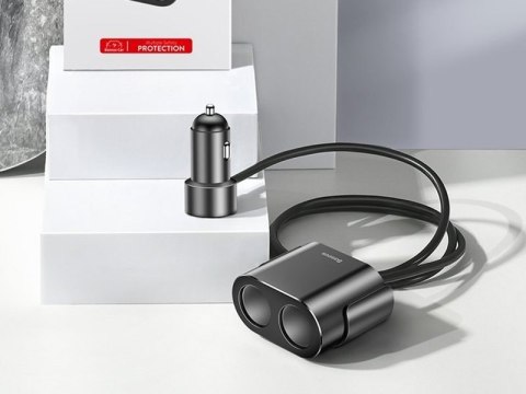 Baseus Ładowarka samochodowa Baseus 2x USB rozdzielacz 80W Car Cigarette black Baseus Ładowarka samochodowa Baseus 2x USB rozdzielacz 80W Car Cigarette black