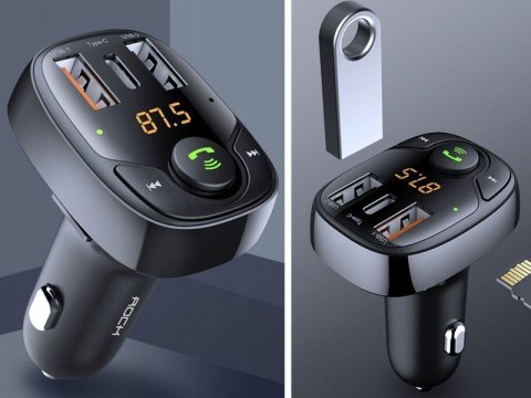 Rock Ładowarka Rock B301 Transmiter Bluetooth FM 2xUSB USB-C Typ C 36W Czarna Rock Ładowarka Rock B301 Transmiter Bluetooth FM 2xUSB USB-C Typ C 36W Czarna