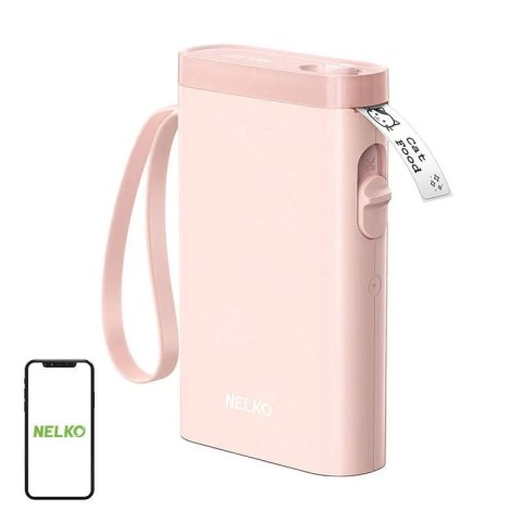 Nelko Termiczna drukarka etykiet Nelko P21 Bluetooth USB-C różowa