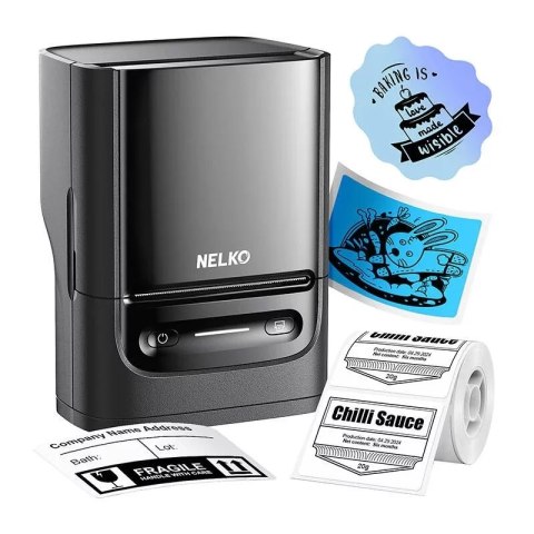 Nelko Termiczna drukarka etykiet Nelko PM220 Bluetooth USB-C czarna Nelko Termiczna drukarka etykiet Nelko PM220 Bluetooth USB-C czarna