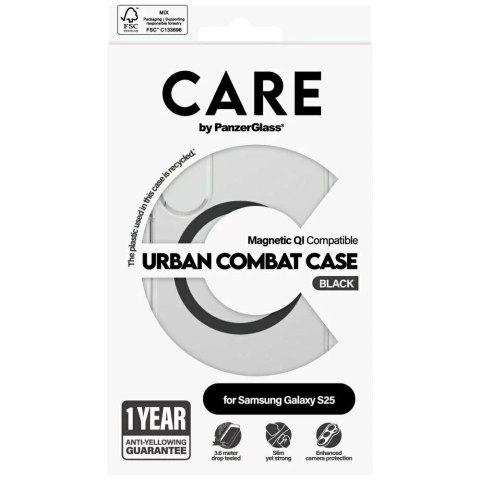 PanzerGlass Etui do Samsung Galaxy S25 CARE by PanzerGlass Flagship Urban Combat QI Czarny PanzerGlass Etui do Samsung Galaxy S25 CARE by PanzerGlass Flagship Urban Combat QI Czarny
