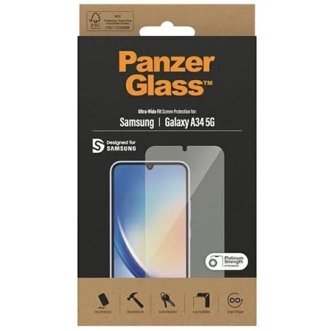 PanzerGlass Szkło hartowane do Samsung Galaxy A34 5G PanzerGlass Ultra-Wide Fit EasyAligner PanzerGlass Szkło hartowane do Samsung Galaxy A34 5G PanzerGlass Ultra-Wide Fit EasyAligner