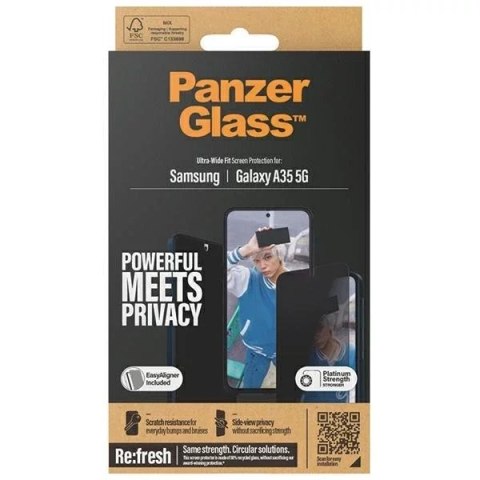 PanzerGlass Szkło hartowane do Samsung Galaxy A35 5G PanzerGlass Ultra-Wide Fit Privacy EasyAligner PanzerGlass Szkło hartowane do Samsung Galaxy A35 5G PanzerGlass Ultra-Wide Fit Privacy EasyAligner