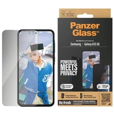 PanzerGlass Szkło hartowane do Samsung Galaxy A35 5G PanzerGlass Ultra-Wide Fit Privacy EasyAligner PanzerGlass Szkło hartowane do Samsung Galaxy A35 5G PanzerGlass Ultra-Wide Fit Privacy EasyAligner