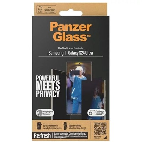 PanzerGlass Szkło hartowane do Samsung Galaxy S24 Ultra PanzerGlass Ultra-Wide Fit Privacy PanzerGlass Szkło hartowane do Samsung Galaxy S24 Ultra PanzerGlass Ultra-Wide Fit Privacy