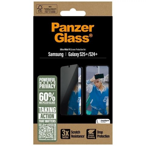 PanzerGlass Szkło hartowane do Samsung Galaxy S25+ PanzerGlass Ultra-Wide Fit Privacy PanzerGlass Szkło hartowane do Samsung Galaxy S25+ PanzerGlass Ultra-Wide Fit Privacy