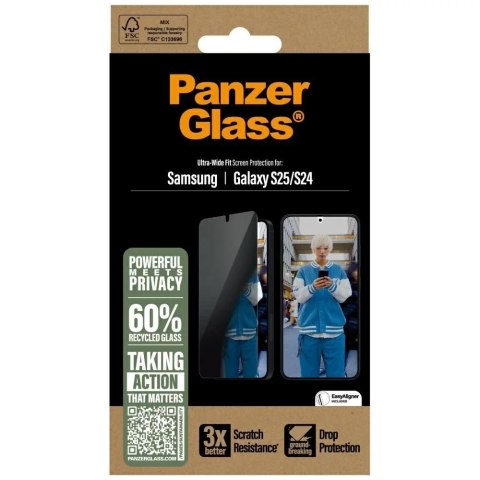 PanzerGlass Szkło hartowane do Samsung Galaxy S25 PanzerGlass Ultra-Wide Fit Privacy PanzerGlass Szkło hartowane do Samsung Galaxy S25 PanzerGlass Ultra-Wide Fit Privacy