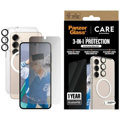 PanzerGlass Zestaw ochronny CARE by PanzerGlass 3w1 Etui + Szkło Prywatyzujące + Lens do Samsung Galaxy S25+ PanzerGlass Zestaw ochronny CARE by PanzerGlass 3w1 Etui + Szkło Prywatyzujące + Lens do Samsung Galaxy S25+