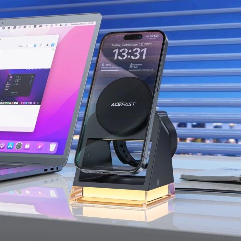 Acefast Ładowarka indukcyjna 3w1 Acefast E17 MagSafe 15W + kabel USB-A USB-C - czarna Acefast Ładowarka indukcyjna 3w1 Acefast E17 MagSafe 15W + kabel USB-A USB-C - czarna