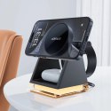 Acefast Ładowarka indukcyjna 3w1 Acefast E17 MagSafe 15W + kabel USB-A USB-C - czarna