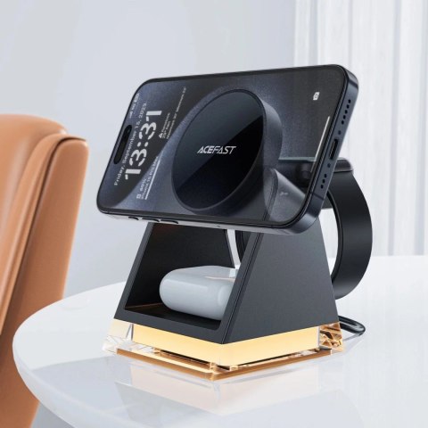 Acefast Ładowarka indukcyjna 3w1 Acefast E17 MagSafe 15W + kabel USB-A USB-C - czarna Acefast Ładowarka indukcyjna 3w1 Acefast E17 MagSafe 15W + kabel USB-A USB-C - czarna
