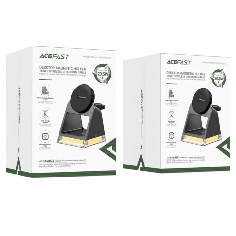 Acefast Ładowarka indukcyjna 3w1 Acefast E17 MagSafe 15W + kabel USB-A USB-C - czarna Acefast Ładowarka indukcyjna 3w1 Acefast E17 MagSafe 15W + kabel USB-A USB-C - czarna