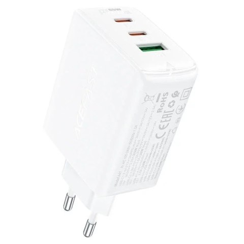Acefast Ładowarka sieciowa Acefast szybka GaN 65W 2xUSB-C/USB-A PPS PD QC4+ biała Acefast Ładowarka sieciowa Acefast szybka GaN 65W 2xUSB-C/USB-A PPS PD QC4+ biała