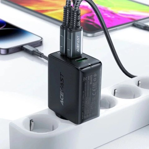 Acefast Ładowarka sieciowa Acefast szybka GaN 65W 2xUSB-C/USB-A PPS PD QC4+ biała Acefast Ładowarka sieciowa Acefast szybka GaN 65W 2xUSB-C/USB-A PPS PD QC4+ biała