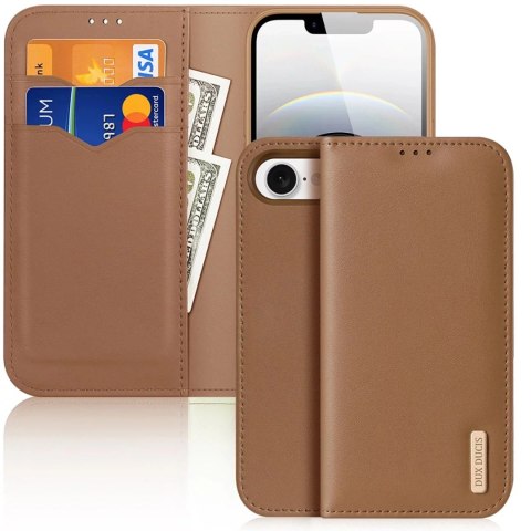 Dux Ducis Etui ochronne do iPhone 16e Dux Ducis Hivo z klapką i ochroną RFID - brązowe Dux Ducis Etui ochronne do iPhone 16e Dux Ducis Hivo z klapką i ochroną RFID - brązowe