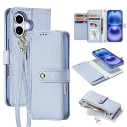 Dux Ducis Etui skórzane do iPhone 16 Dux Ducis Lawa z portfelem MagSafe błękitne