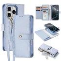 Dux Ducis Etui skórzane do iPhone 16 Pro Dux Ducis Lawa z portfelem MagSafe błękitne