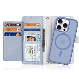 Dux Ducis Etui skórzane do iPhone 16 Pro Dux Ducis Lawa z portfelem MagSafe błękitne