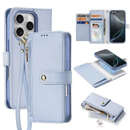 DuxDucis Etui skórzane do iPhone 16 Pro Max Dux Ducis Lawa z portfelem MagSafe Błękitne