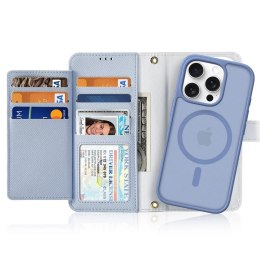 DuxDucis Etui skórzane do iPhone 16 Pro Max Dux Ducis Lawa z portfelem MagSafe Błękitne